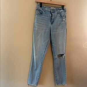Women's Light Blue Distressed Jeans